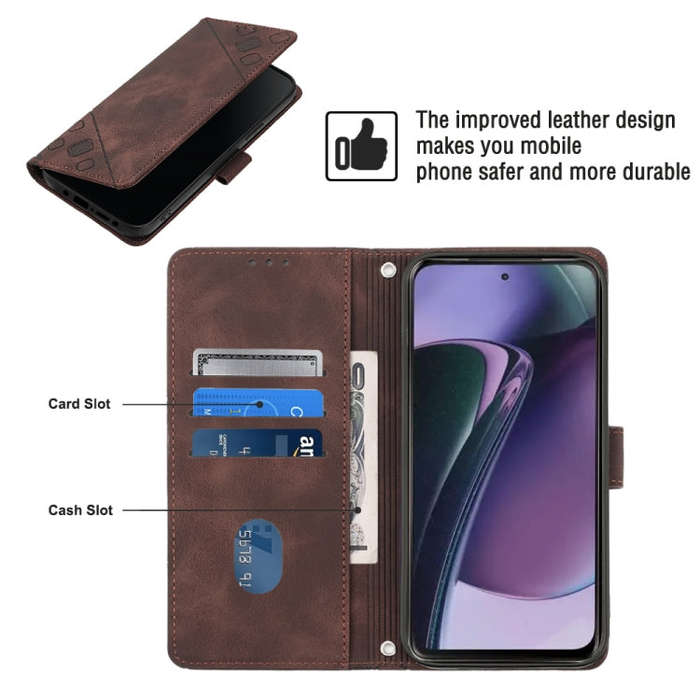 For Motorola Moto G Stylus 5G 2023 Skin-feel Embossed Leather Phone Case(Brown)