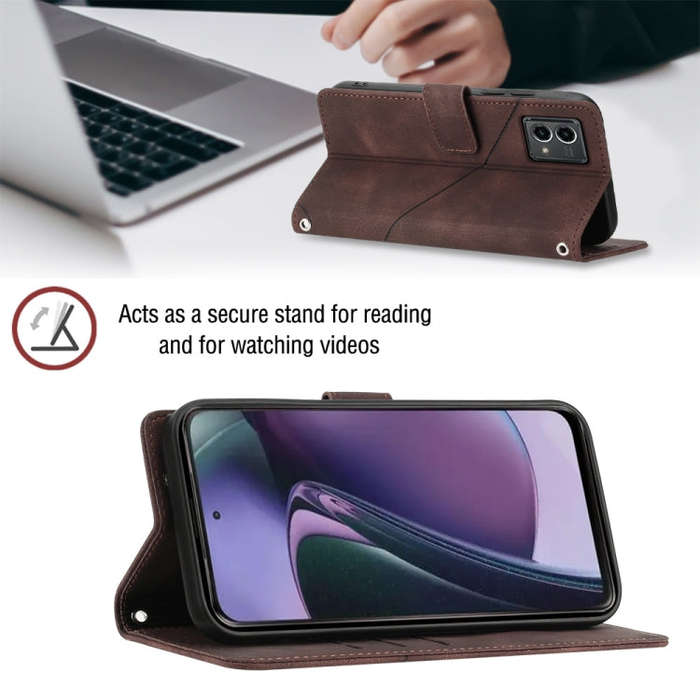 For Motorola Moto G Stylus 5G 2023 Skin-feel Embossed Leather Phone Case(Brown)
