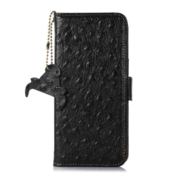 For Google Pixel 8 Pro Ostrich Pattern Genuine Leather RFID Phone Case(Black)