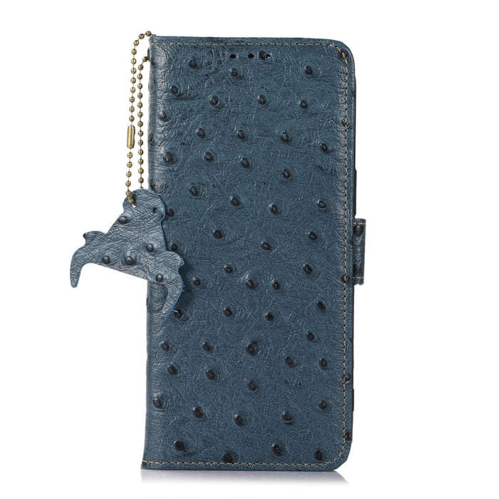 For Honor Magic5 Pro Ostrich Pattern Genuine Leather RFID Phone Case(Blue)