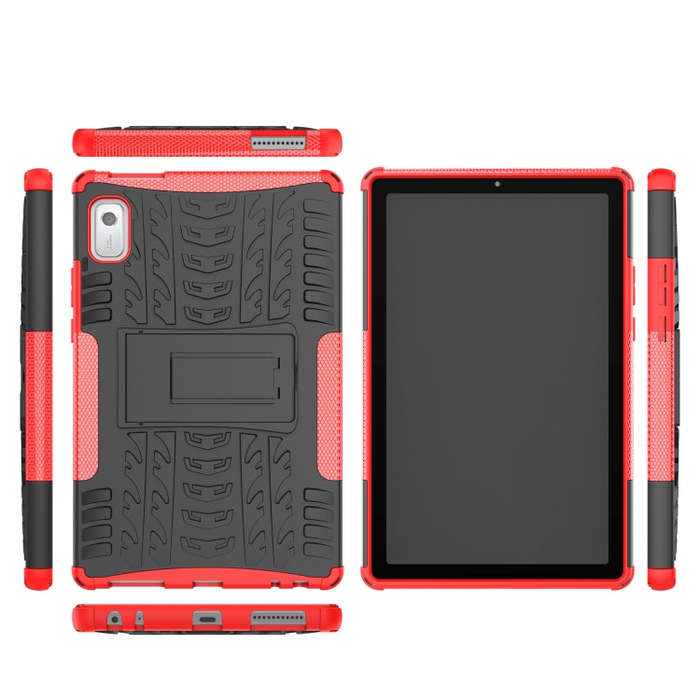 For Lenovo Tab M9 Tire Texture TPU + PC Tablet Case with Holder(Red)