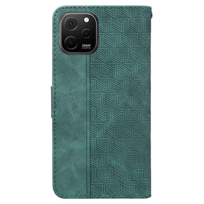 For Huawei nova Y61 / Enjoy 50z Geometric Embossed Leather Phone Case(Green)