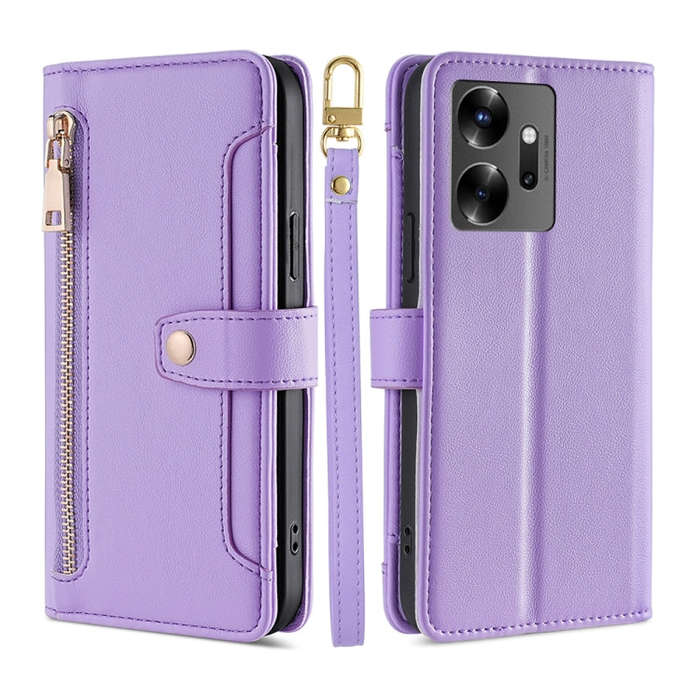 For Infinix Zero 20 Sheep Texture Cross-body Zipper Wallet Leather Phone Case(Purple)