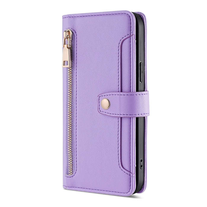 For Tecno Camon 19 / 19 Pro Sheep Texture Cross-body Zipper Wallet Leather Phone Case(Purple)