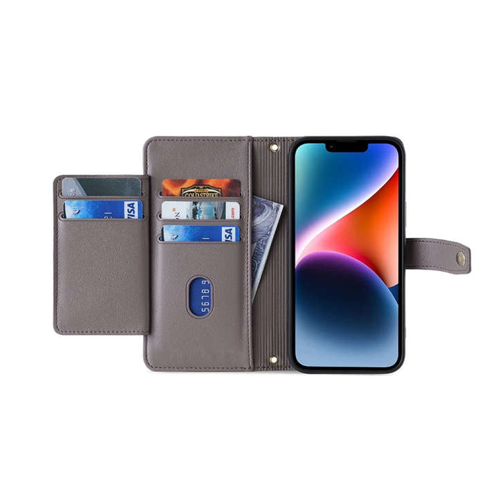 For Nokia G22 Sheep Texture Cross-body Zipper Wallet Leather Phone Case(Grey)