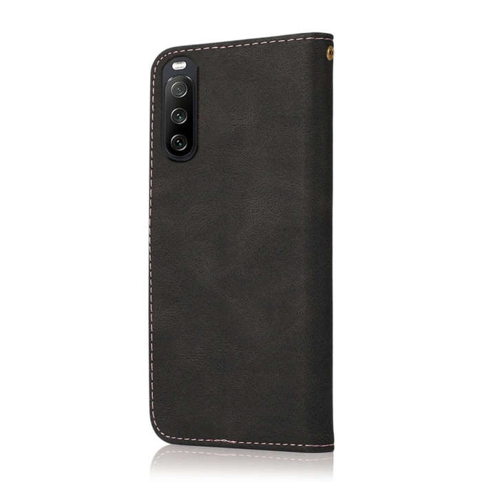 For Sony Xperia 10 V 2023 Dual-color Stitching Leather Phone Case(Black Rose Gold)