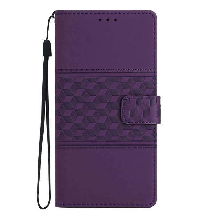 For Google Pixel 8 Diamond Embossed Skin Feel Leather Phone Case with Lanyard(Purple)