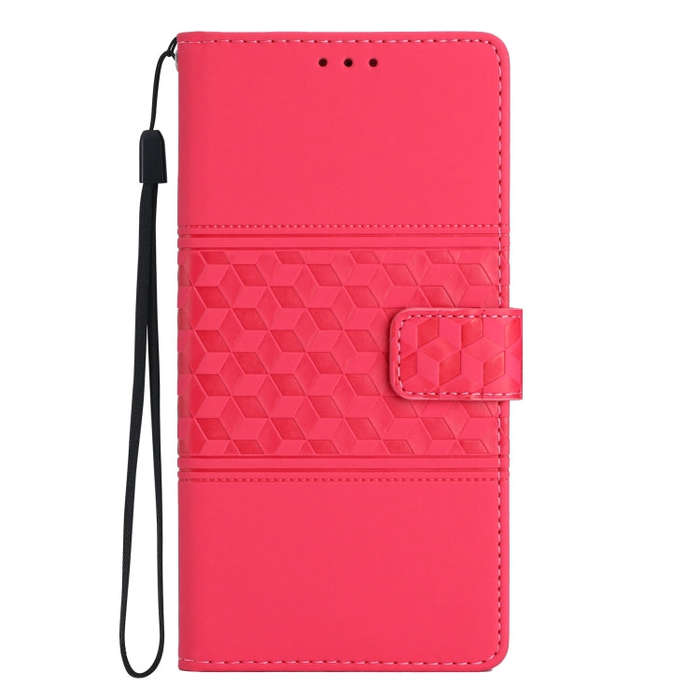 For Google Pixel 8 Pro Diamond Embossed Skin Feel Leather Phone Case with Lanyard(Red)