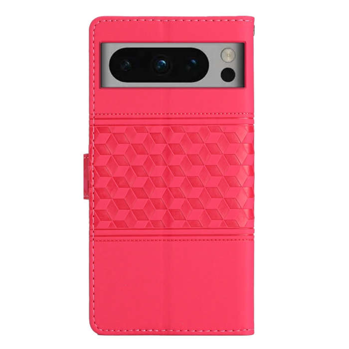 For Google Pixel 8 Pro Diamond Embossed Skin Feel Leather Phone Case with Lanyard(Red)
