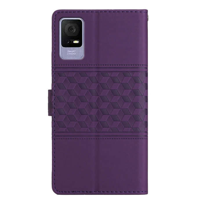 For TCL 405 / 406 / 408 Diamond Embossed Skin Feel Leather Phone Case with Lanyard(Purple)