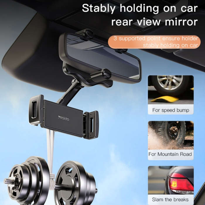 Yesido C196 Car Rearview Mirror Using Phone Holder(Black)