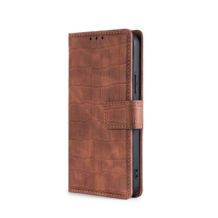 For Tecno Camon 19 / 19 Pro Skin Feel Crocodile Magnetic Clasp Leather Phone Case(Brown)