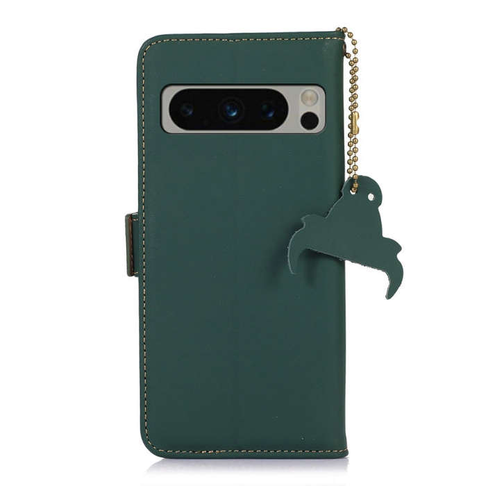 For Google Pixel 8 Pro Genuine Leather Magnetic RFID Leather Phone Case(Green)
