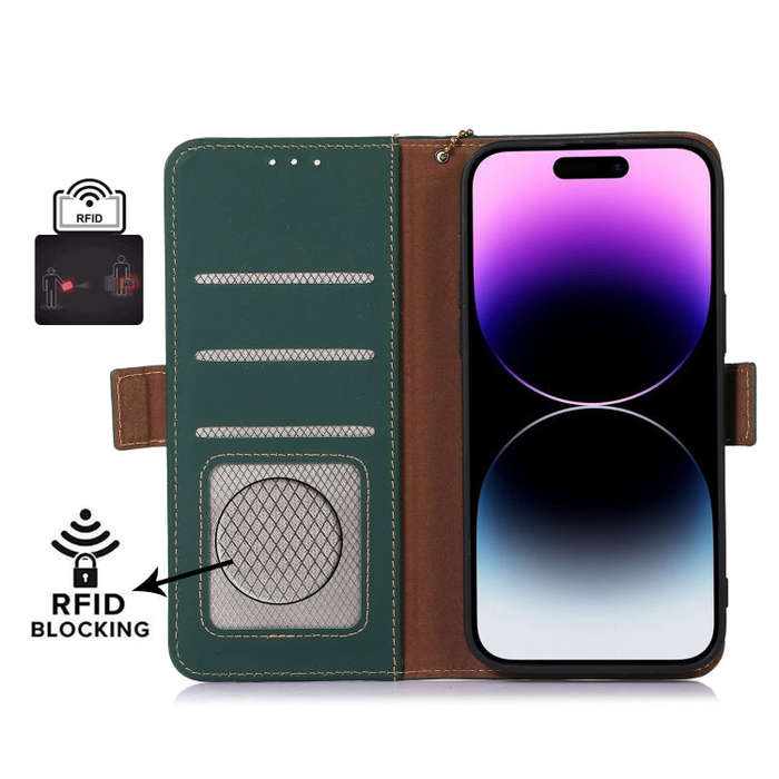 For Google Pixel 8 Pro Genuine Leather Magnetic RFID Leather Phone Case(Green)