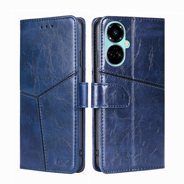 For Tecno Camon 19 / 19 Pro Geometric Stitching Flip Leather Phone Case(Blue)