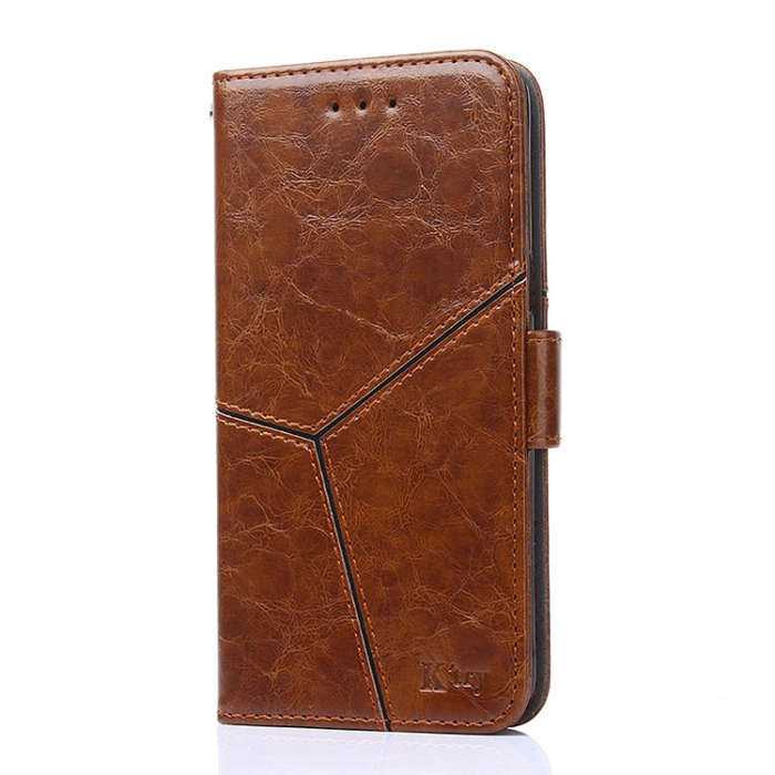 For Tecno Camon 19 / 19 Pro Geometric Stitching Flip Leather Phone Case(Light Brown)