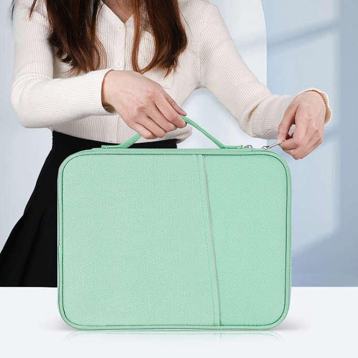 For 12.9-13 inch Laptop Portable Cloth Texture Leather Bag(Green)
