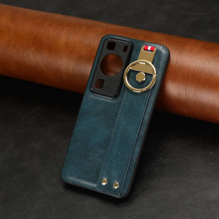 For Huawei P60 / P60 Pro Wristband Leather Back Phone Case(Blue)