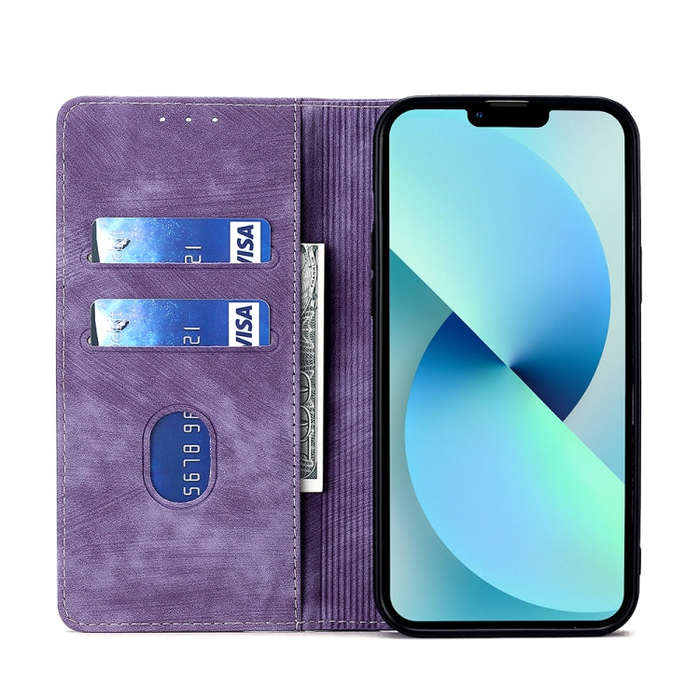 For Infinix Smart 6 Plus RFID Anti-theft Brush Magnetic Leather Phone Case(Purple)