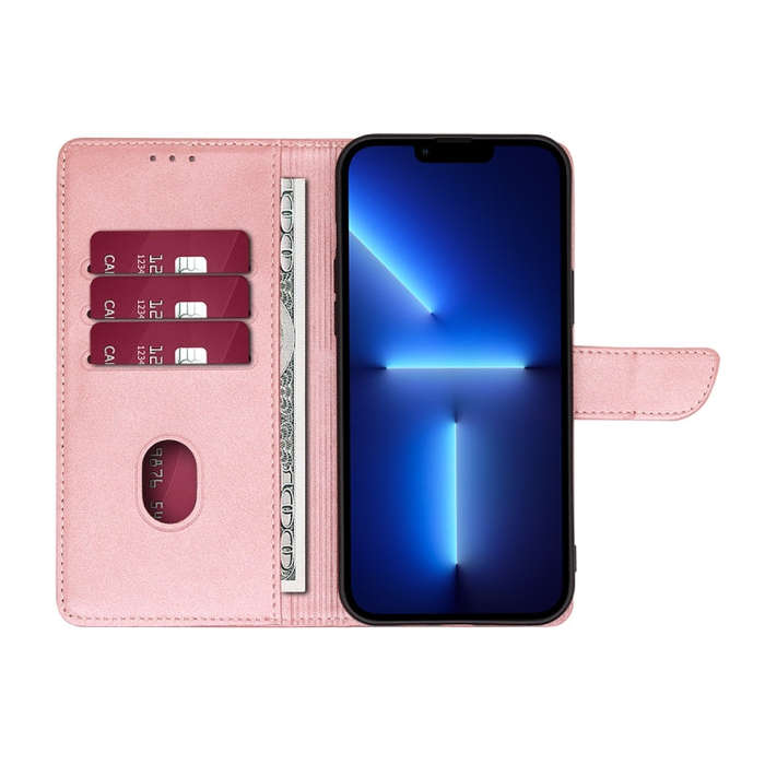 For Nokia C32 Calf Texture Buckle Flip Leather Phone Case(Rose Gold)
