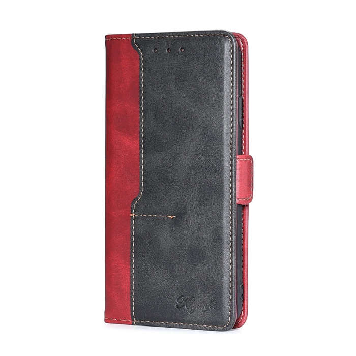 For Infinix Hot 30 4G Contrast Color Side Buckle Leather Phone Case(Red + Black)