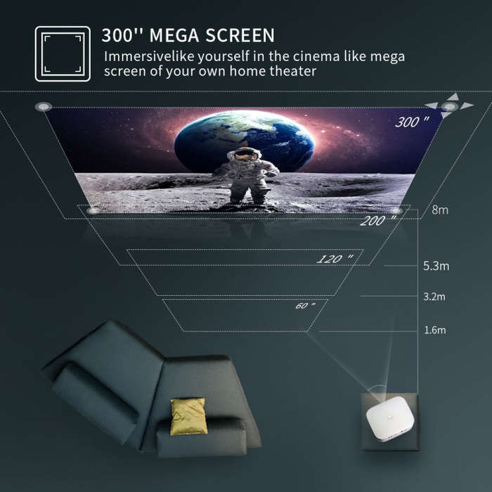 WOWOTO F8Plus DLP DMD 0.33 inch 1920 x 1080 4K 800ANSI RGBB LED Smart Projector(EU Plug)