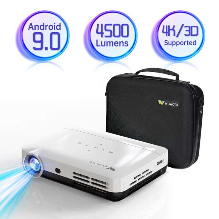 WOWOTO H10S TIDLP DMD 0.45 inch 1920 x 1080P 4K 500ANSI RGB LED Smart Projector(US Plug)
