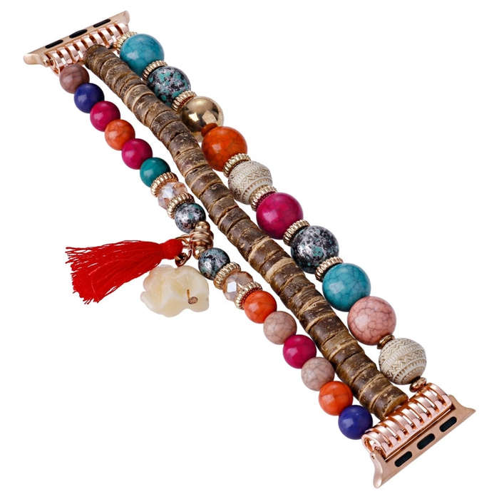 Beads Elephant Pendant Watch Band For Apple Watch 9 45mm(Colorful)