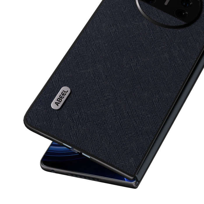 For Huawei Mate X3 ABEEL Litchi Texture Genuine Leather Phone Case(Black)