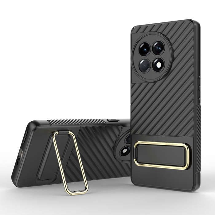 For OnePlus Ace 2 5G Wavy Textured Phone Case (Black)