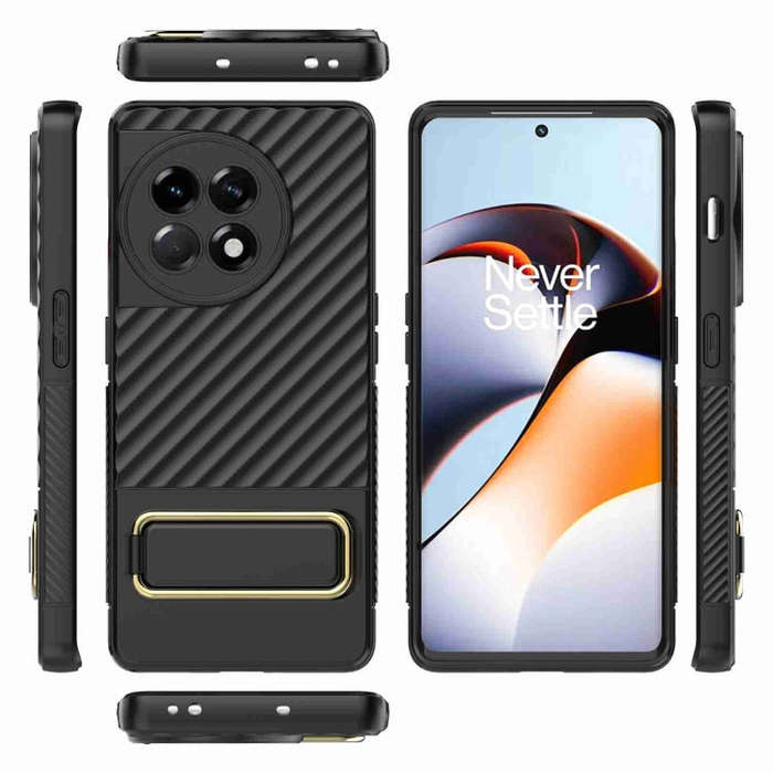 For OnePlus Ace 2 5G Wavy Textured Phone Case (Black)