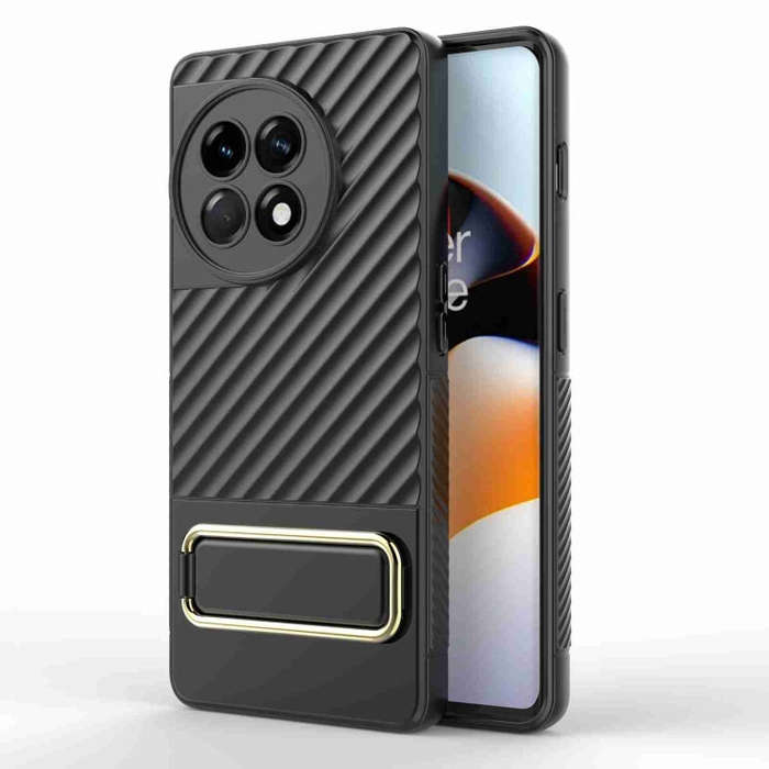 For OnePlus Ace 2 5G Wavy Textured Phone Case (Black)