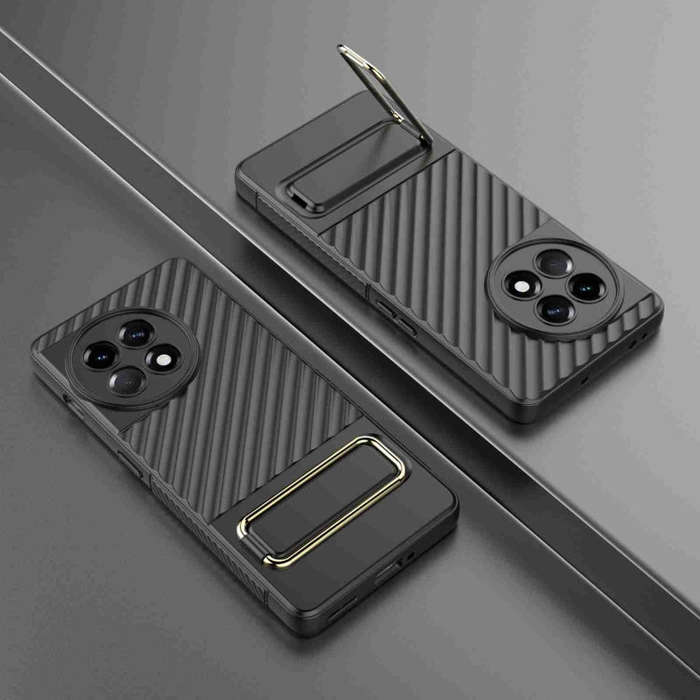For OnePlus Ace 2 5G Wavy Textured Phone Case (Black)