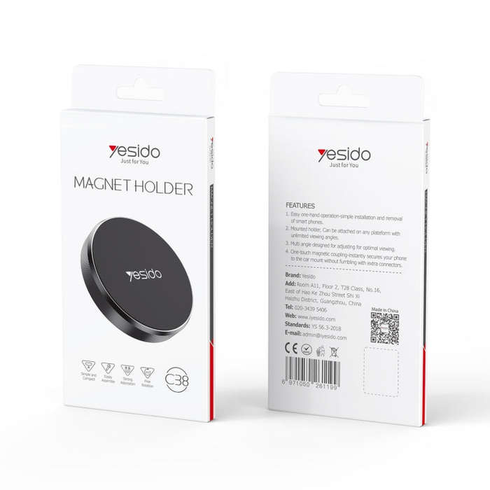 Yesido C38 Car Round Plate Magnetic Phone Holder(Black)