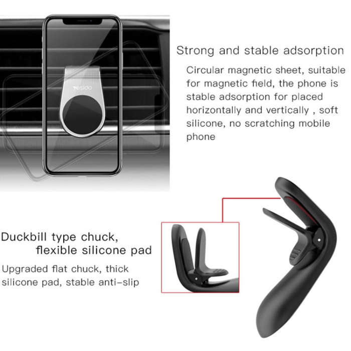 Yesido C64 Car Air Vent Strong Magnetic Phone Holder(Black)