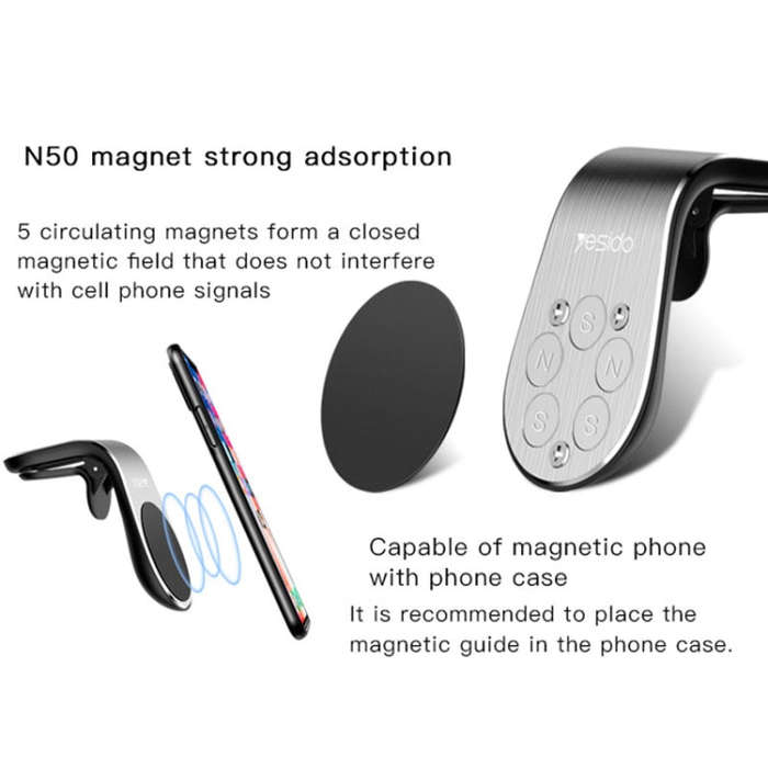 Yesido C64 Car Air Vent Strong Magnetic Phone Holder(Black)
