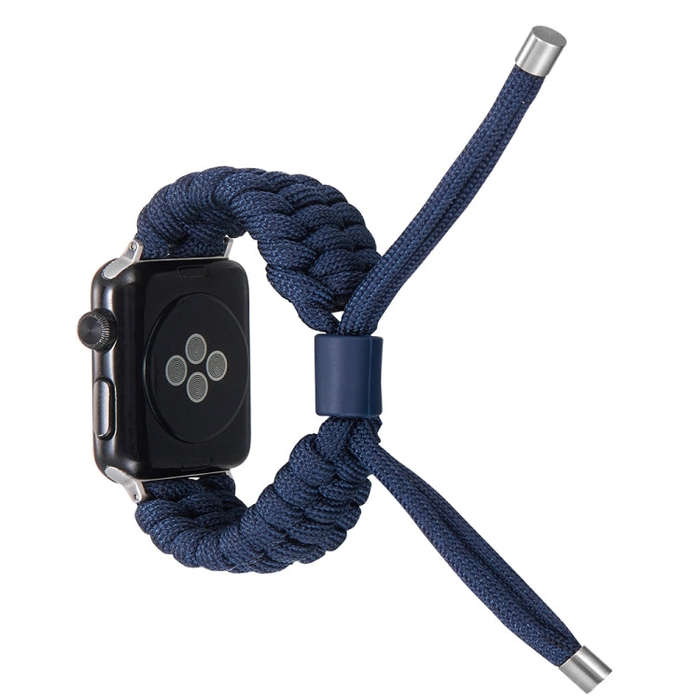 Stretch Plain Silicone Bean Watch Band For Apple Watch 9 45mm(Navy Blue)