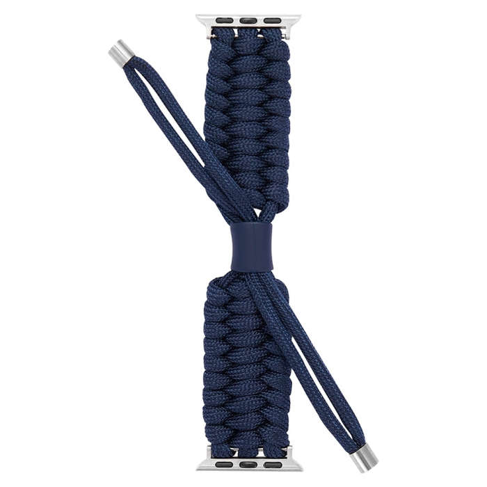 Stretch Plain Silicone Bean Watch Band For Apple Watch 9 45mm(Navy Blue)