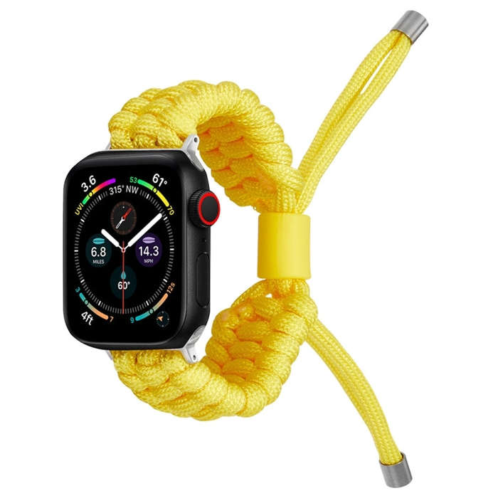 Stretch Plain Silicone Bean Watch Band For Apple Watch 9 41mm(Yellow)