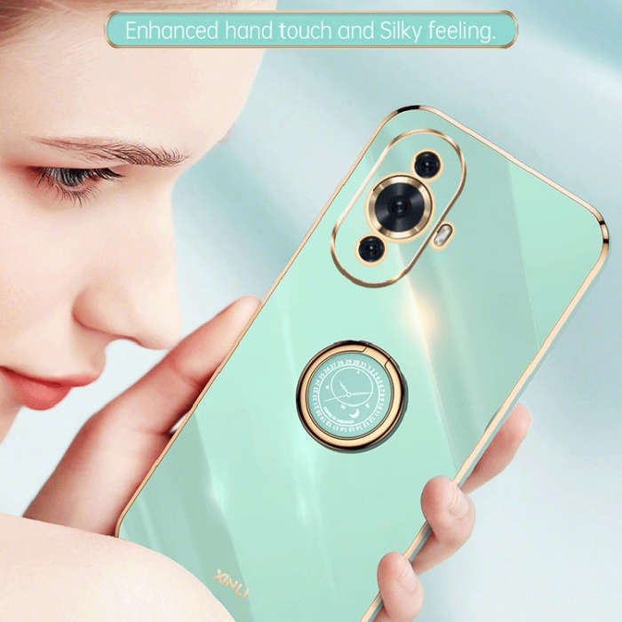 For Huawei nova 11 XINLI Straight Edge 6D Electroplate TPU Phone Case with Ring Holder(Pink)