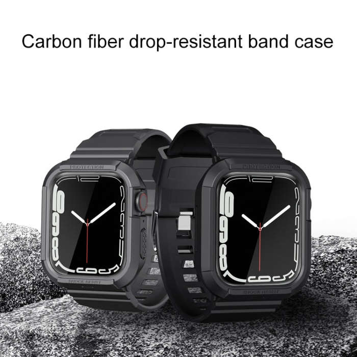 Carbon Fiber TPU Integrated Watch Band For Apple Watch 9 41mm(Black)