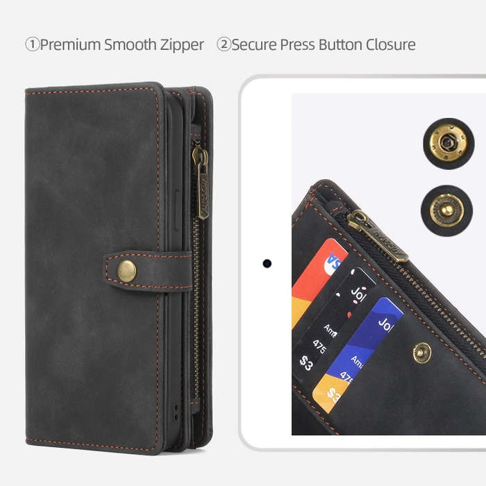 For Google Pixel 7 Pro Zipper Wallet Detachable Magnetic Leather Phone Case(Black)