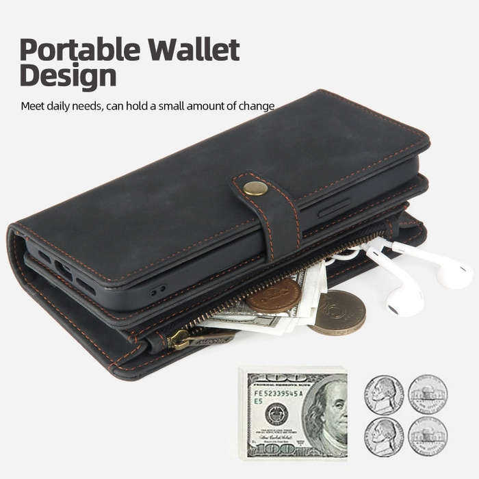 For Google Pixel 7 Pro Zipper Wallet Detachable Magnetic Leather Phone Case(Black)