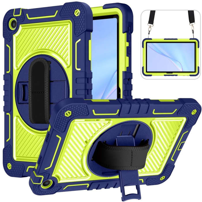 For Huawei MatePad SE 10.4 360 Degree Rotation PC Contrast Silicone Tablet Case(Navy Blue + Yello...