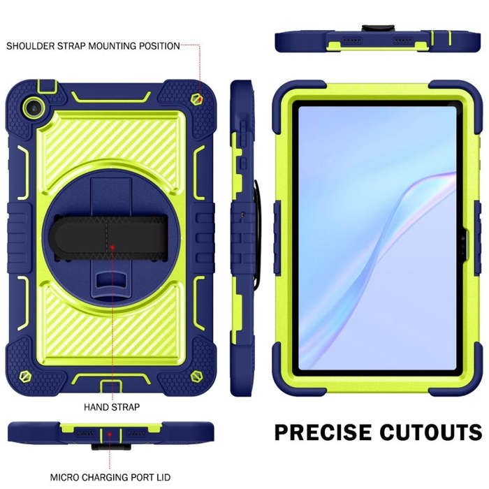 For Huawei MatePad SE 10.4 360 Degree Rotation PC Contrast Silicone Tablet Case(Navy Blue + Yello...