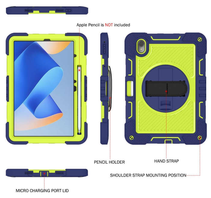 For Huawei MatePad 11 2023 360 Degree Rotation PC Contrast Silicone Tablet Case(Navy Blue + Yello...