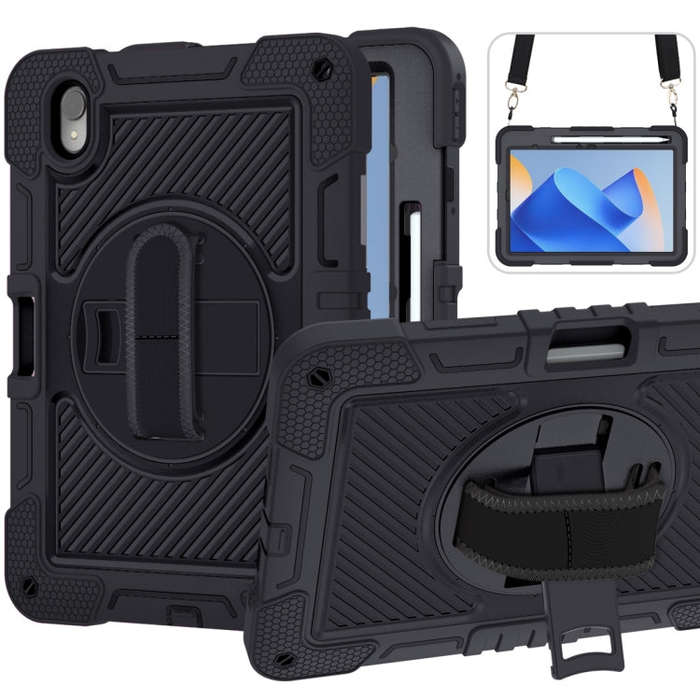 For Huawei MatePad 11 2023 360 Degree Rotation PC Contrast Silicone Tablet Case(Black)
