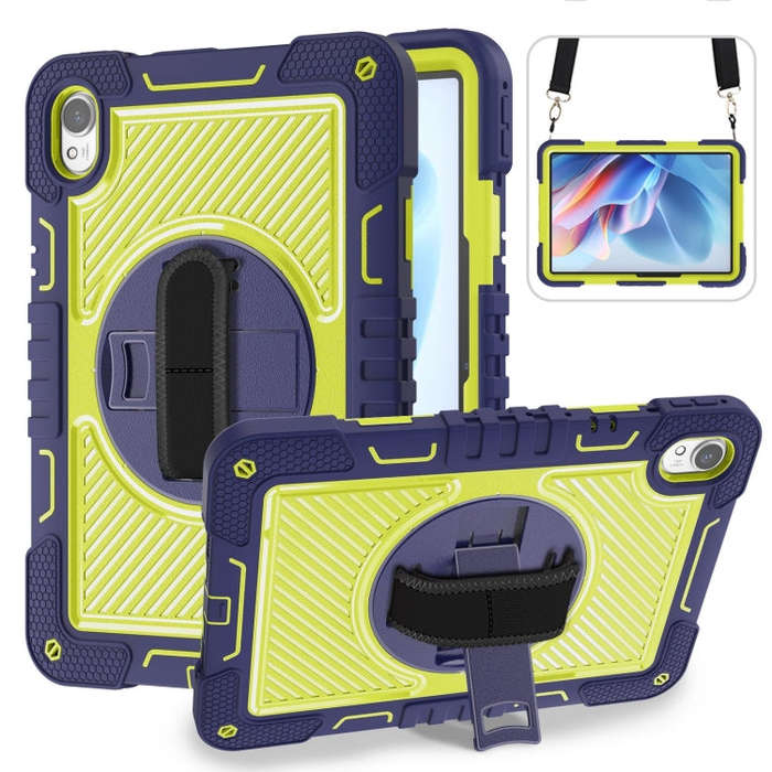 For Huawei MatePad 11.5 2023 360 Degree Rotation PC Contrast Silicone Tablet Case(Navy Blue + Yel...