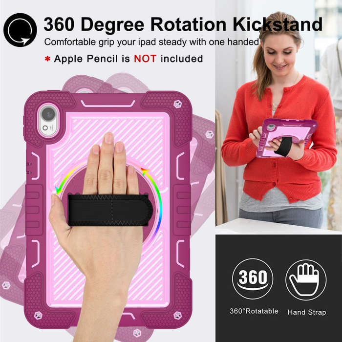 For Huawei MatePad 11.5 2023 360 Degree Rotation PC Contrast Silicone Tablet Case(Rose Red + Pink)