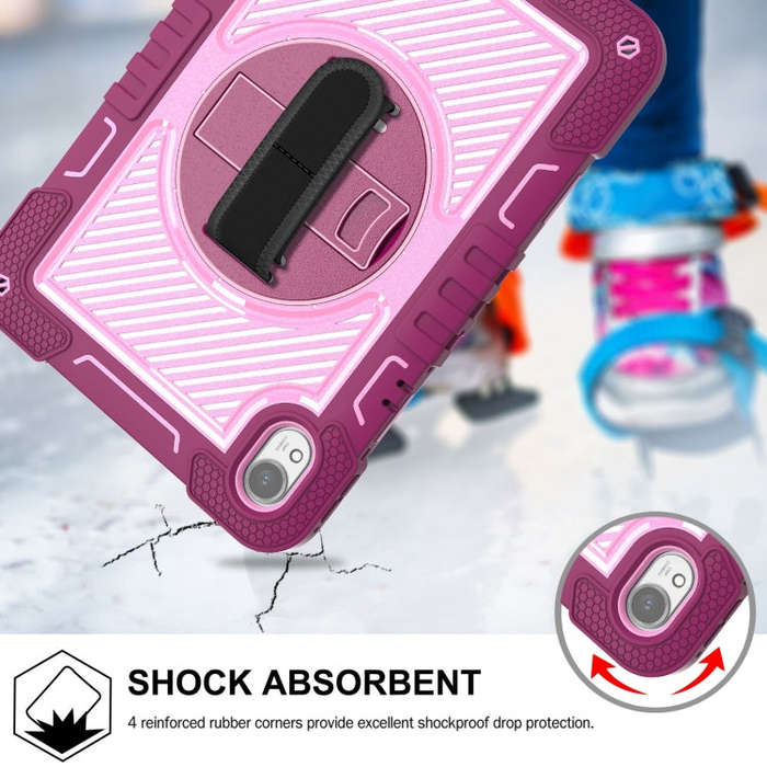For Huawei MatePad 11.5 2023 360 Degree Rotation PC Contrast Silicone Tablet Case(Rose Red + Pink)